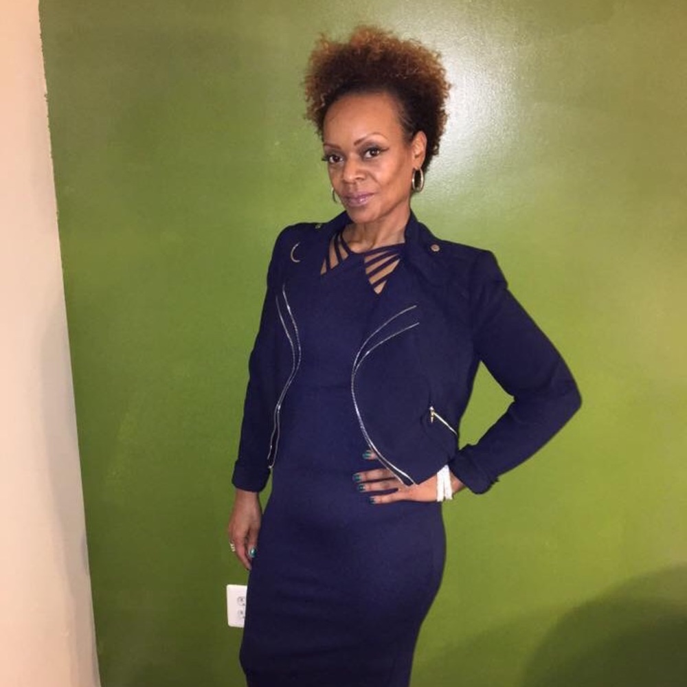 Dress the Population Navy Cocktail dress.